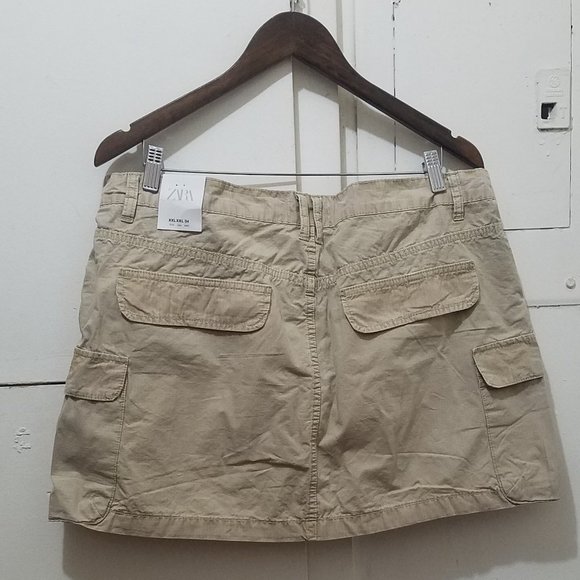 NWT BEIGE CARGO MINI 100% COTTON SKIRT - Picture 5 of 5
